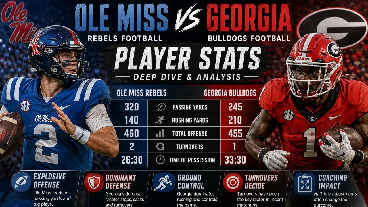 Ole Miss Rebels Football vs Georgia Bulldogs Football Match Player Stats